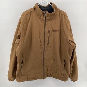 Columbia Jacket Mens XL Brown‎ Canvas Fleece Lined Full Zip Workwear WM3220